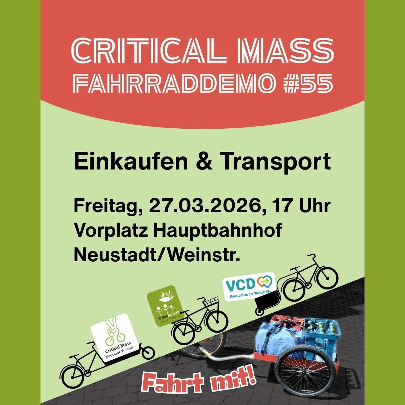 [27.3.] Critical Mass Fahrraddemo „Einkaufen und Transport“